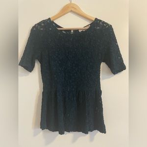 Forever 21 Dark Green Peplum Top with back zipper. Size XS